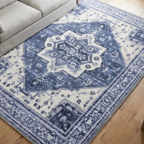 Washable Area Rugs for Living Room, Bedroom & Dining Room – Modern Soft Low Pile Non Slip Carpet – Pet Friendly Waterproof Foldable Rugs for Home