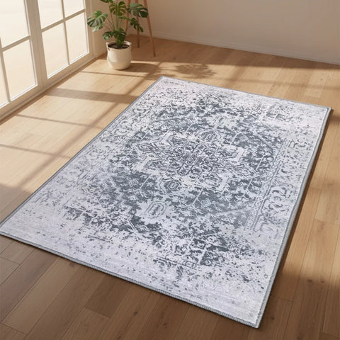 Washable Area Rugs for Living Room, Bedroom & Dining Room – Modern Soft Low Pile Non Slip Carpet – Pet Friendly Waterproof Foldable Rugs for Home